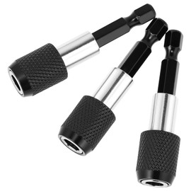 QWORK® 3 Pcs 1/4 Inch 60mm Hex Shank Quick Release Bar Socket Screwdriver Bit Holder, Magnetic Bit Holder for Screws, Nuts, Drill, Driver, Drill Bit Set and Handheld Driver