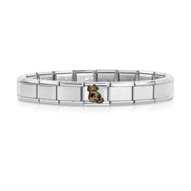 Quiges - 9 mm Italian Style Charm Module Stainless Steel Cat for Italian Bracelets, Copper