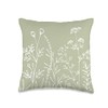 Wildflower Floral Flower Pattern Boho Sage Green Throw Pillow