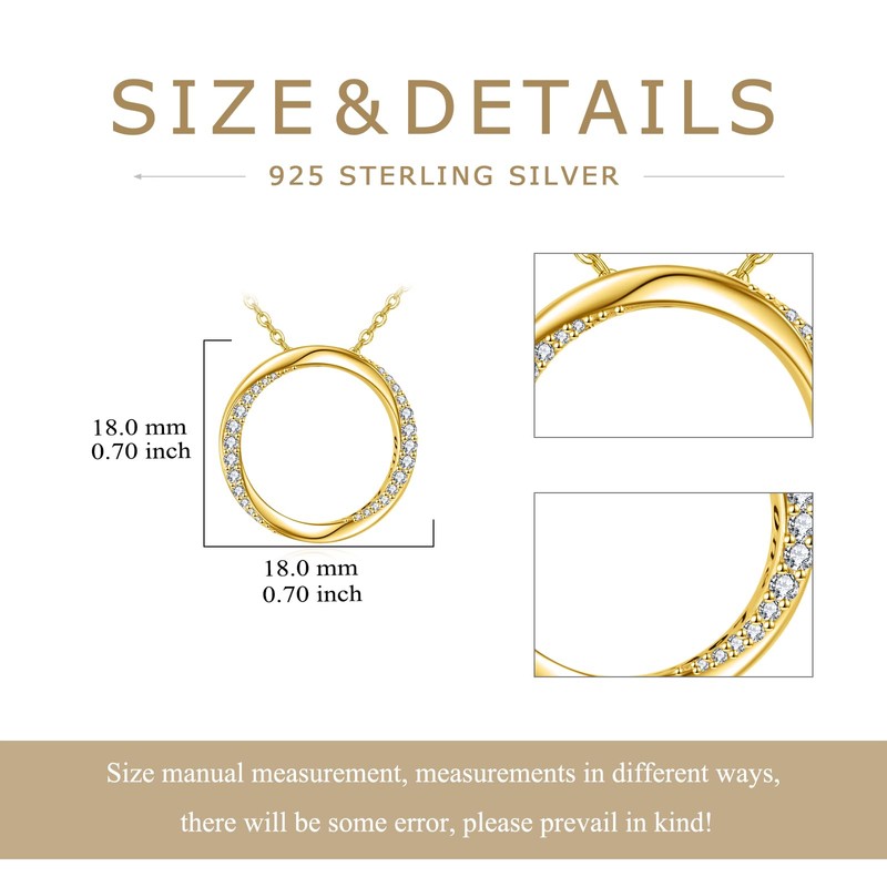 KZX Circle Necklace for Women 925 Sterling Silver Round Pendant