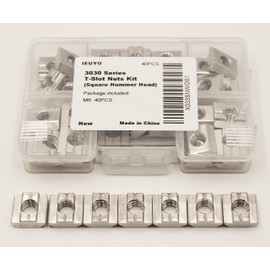 3030 Series T Nuts T Slot Nuts Square Hammer Head Fastener Nut for Aluminum Profile Accessories, M8 40 Pcs