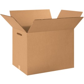BOX USA 10 Pack of Double Wall Corrugated Cardboard Boxes with Hand Holes, 24" L x 24" W x 12" H, Kraft, Shipping, Packing and Moving