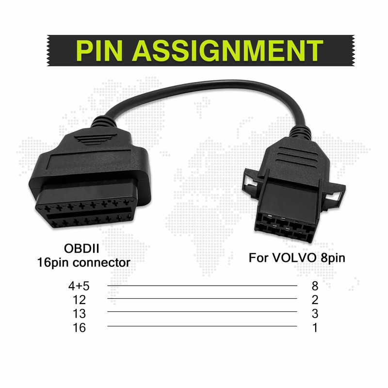 VZG OBD Adapter for Volvo 8 Pin OBD1 to 16