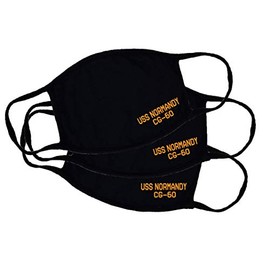 USS Normandy CG-60 Adult Black Face Mask 100% Cotton/Washable Reusable/Ticonderoga Class Cruiser