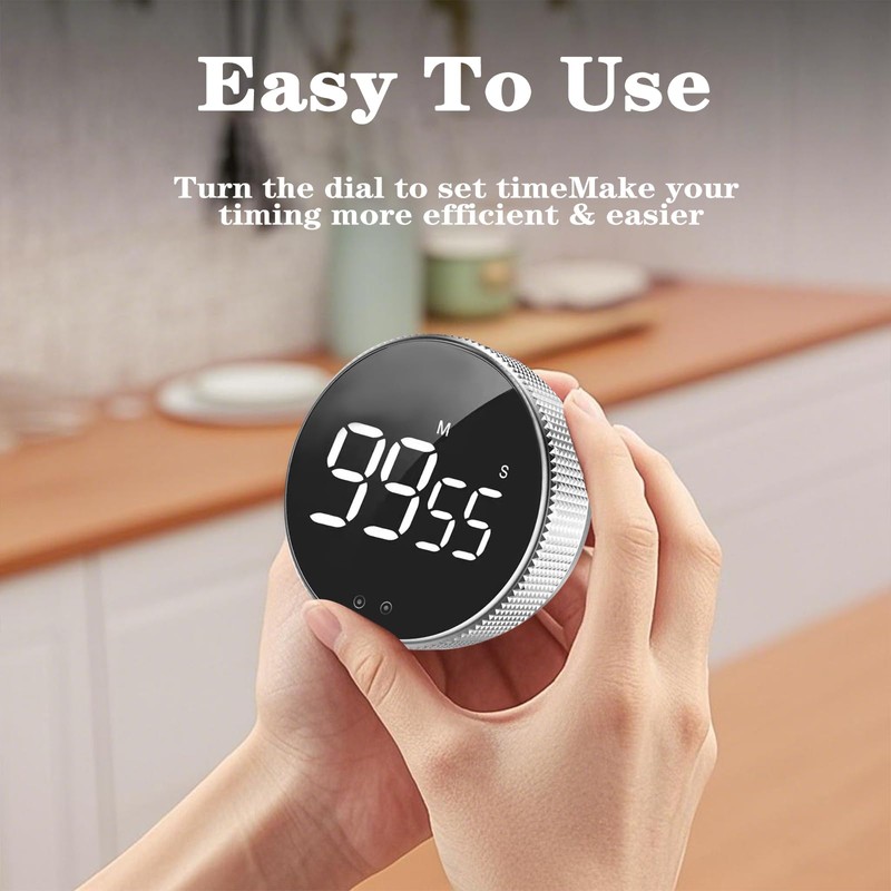 Rotating Timer with Large LED Display, Magnetic Countdown & Countup