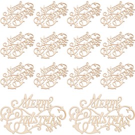 NUOBESTY 20pcs Merry Christmas Wooden Cutouts Unfinished Wood Xmas Letter Slices Letter Hanging Plaques for Christmas Tree Home Wedding DIY Decor