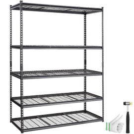 VEVOR Storage Shelving Unit, 5-Tier Adjustable Storage Shelves, 60" L x 24" W x 72" H Heavy Duty Garage Storage Shelves, Metal Shelves for Kitchen Pantry Basement Bathroom Laundry