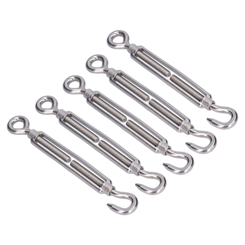 5Pcs Turnbuckle Hook and Eye Wire Rope Tension 304 Stainless