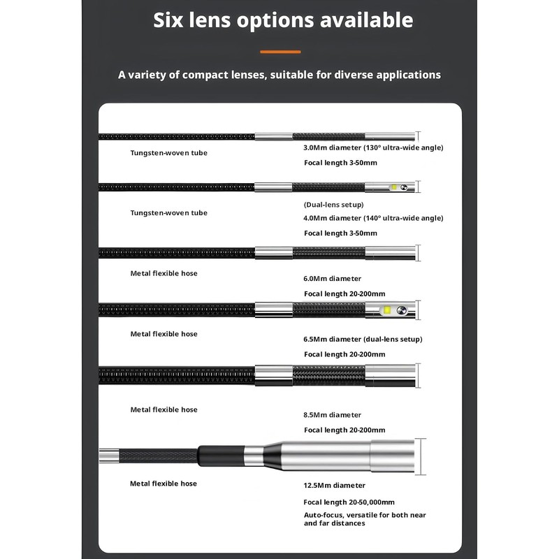 Endoscopio Industrial GL-500M 1080P con Lente de 6mm y 7