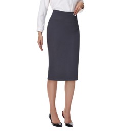 ZTN Skirts for Women Stretch High Waist Pencil Skirt Bodycon Business Skirt with Back Slit Below Knee Grey L