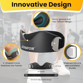 JUMPOW Silicone Patellar Tendon Support Strap - 2 Pack Adjustable Non-Slip Patella Band Stabilizer Knee Brace for Hiking, Running, Jumpers Knee, Tendo