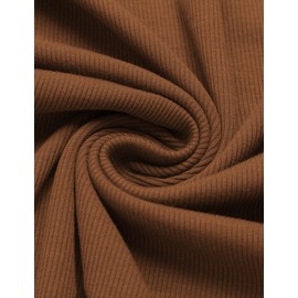 IN'VOLAND Plus Size Womens 2024 Scoop Neck Long Sleeve T Shirts Fitted Elegant Fall Ribbed Knit Casual Tee Tops Light Brown