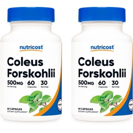 Nutricost Coleus Forskohlii 500mg Serving - Maximum Strength Formula 60 Caps (2 Bottles)