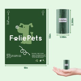 FoliePets Dog Poop Bags Rolls | 40% Plant-Based & Accelerated Breakdown Tech | Extra Thick 9x13 Inch Leakproof Waste Bags for Daily Walks, Travel & Eco-Conscious Owners (1 Count (Pack of 900))