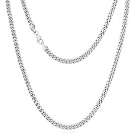 KRKC&CO Men’s Chain Necklace, Stainless Steel Cuban Link Chains 5mm, Anti-Tarnish Nickel-Free Flat-Cut, Thin Gold chain Silver Chain for Man Unisex(5mm-Stainless Steel, 20)