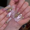 SINHOT Square Press on Nails Long Fake Nails Glossy Glue