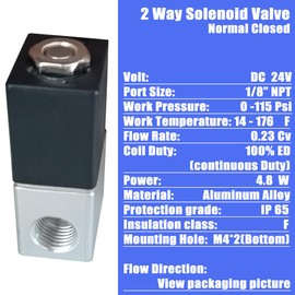 Qolekog Válvula solenoide eléctrica de 24 V DC de 1/8 pulgadas NPT de 2 vías normalmente cerrada válvula solenoide eléctrica