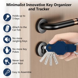 Aircawin Key Organizer for Airtag Case,Mini Key Holder for Airtag,Anti-lost Silicon Airtag Holder Case GPS Tracker Car Keys Finder Item Locator with Keychain&Keyring,Car Key Fob for Up to 6 Keys-Blue