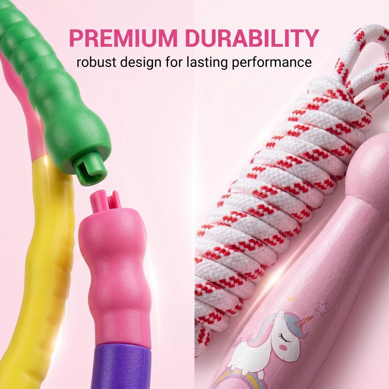 Detachable Weighted Fitness Hoop Combined with Pink Unicorn Skipping Rope,