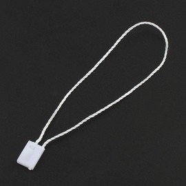Perlin - Pack of 400 Hanging Label Labels White Nylon Cord with Snap Closure Pin 17.8 cm for Labels, Clothing, Jewellery, Luggage and for Securing Products