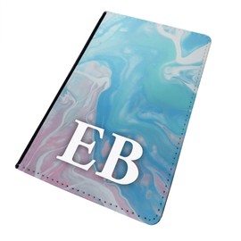 WTF | Marbled Ink Monograms (4) | Printed Art Faux Leather Passport Cover/Luggage Tag | MI4 (Passport Holder)