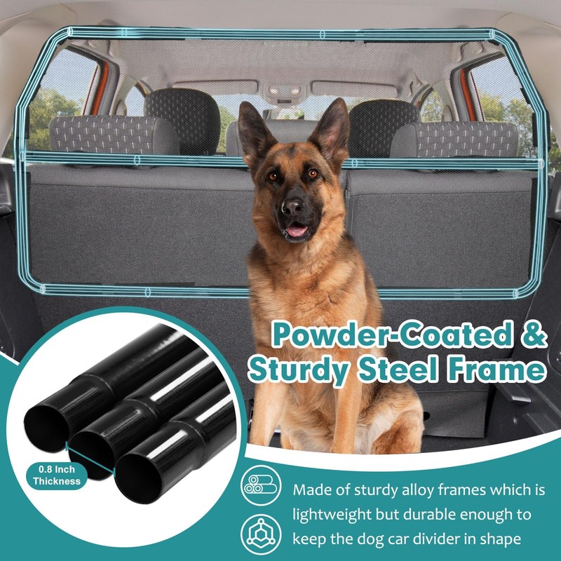 Dog Car Barrier Escape-Proof, 46" Wide Car Divider for 3rd