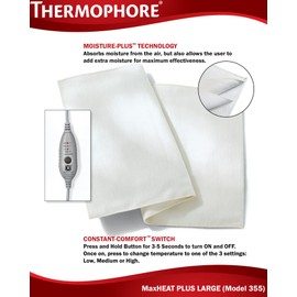 Thermophore MaxHEAT Plus Automatic Moist Heating Pad - Size Large 14" x 27" - Model 355 - Deep Penetrating Moist Heat Therapy for Back, Muscle, and Joint Pain