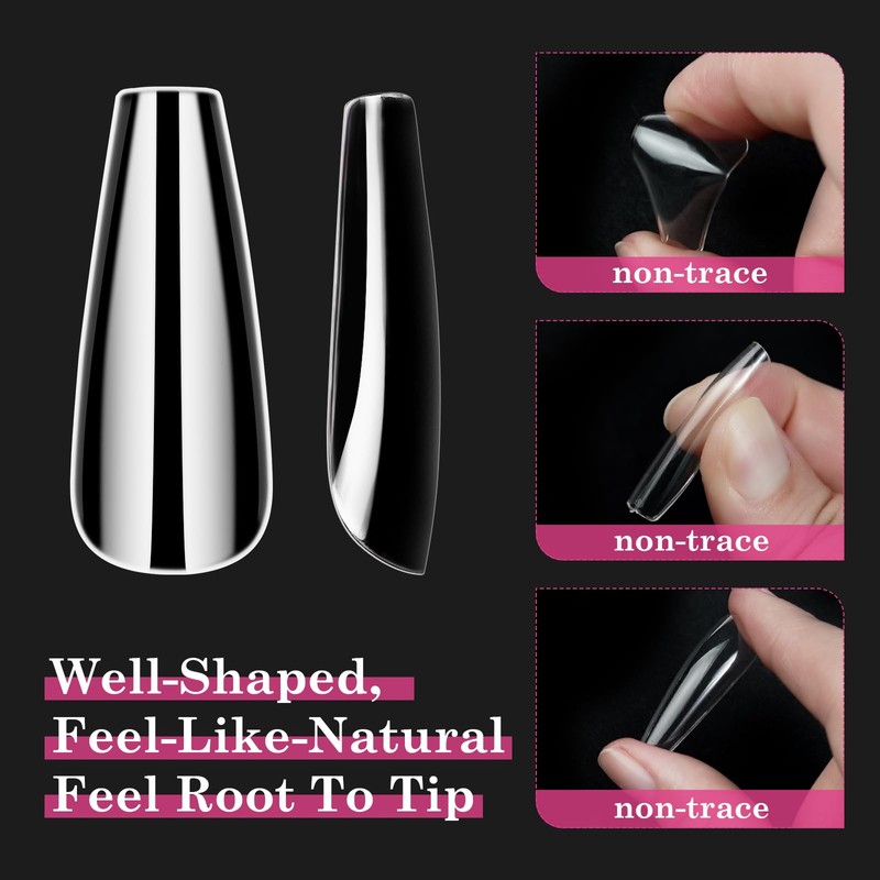Venares Nail Tips Set with Glue, 500 Pieces Artificial Nails