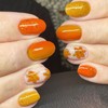 Maple Leaf Press on Nails Short Square Fake Nails Orange