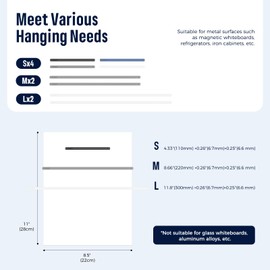 Loukin 8 pcs Rectangular Magnets, Colorful Fridge Plastic Strips Embedded Magnets, Decorative Refrigerator Magnets for Whiteboard, Kitchen and Office (Black&Gray&Blue&White) (S*4+M*2 +L*2)