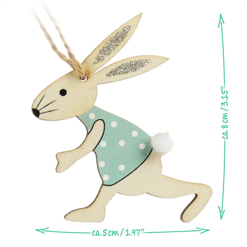 com-four® 6 x Decorative Hangers Rabbit - Wooden Easter Decoration