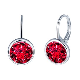 CONILOK Zircon Earrings Silver 925 Hoop Earrings Silver/Rose Gold/Gold/Blue/Purple/Red/Pink 10 mm Women's Jewellery Earring Gifts for Women Girls Girlfriend Mum Birthday Christmas Day Valentine's Day,