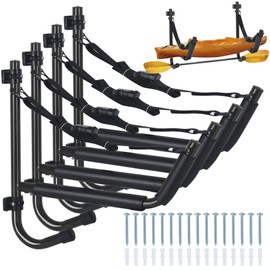 Kayak Storage Rack,Kayak Wall Mount,Heavy Duty Kayak Rack for Garage,Folding Kayak Hanger Kayak Hook with Paddle Rack Fixing Strap for Kayaks,Paddle Boards,Surfboards,Snowboards(2/4Pack，2Color)