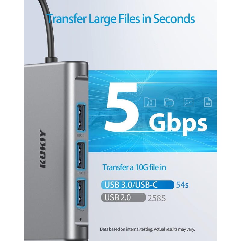 USB C Hub HDMI 4K, KUKIY 8-in-1 USB-C Hub with