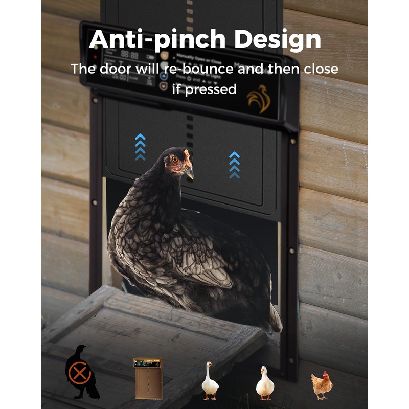 Mars Explo Solar Powered Automatic Chicken Coop Door, LCD Display,