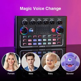 Podcast Equipment Bundle, Studio Equipment Kit with Voice Changer, Condenser Microphone, Mic Arm, OTG, Audio Mixer Sound card for Phone/PC/Laptop, Perfect for Recording Broadcast Streaming Gaming