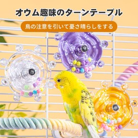 Set of 2 Parrot Toys, Rotating, Sound When Turned, For Birds and Small Animals, For Dogs, Cats, Training, Chewing, Stress Relief, Easy Installation (Blue)