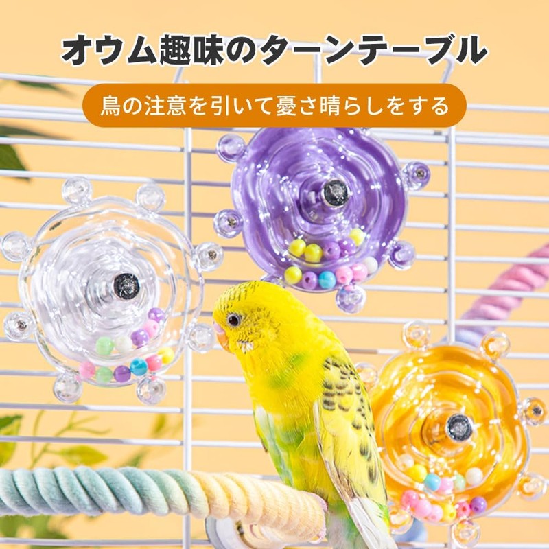 Set of 2 Parrot Toys, Rotating, Sound When Turned, For
