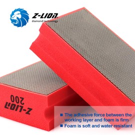 Z-Lion Electroplated Diamond Hand Polishing Pads Foam Back for Granite Marble Stone Glass Ceramic (200#)