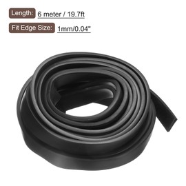 sourcing map sourcing map U Channel Edge Trim, 19.7ft Length Rubber Guard Seal Strip Edge Protector Flat Type Fit for 1mm Edge, (5/32" W x 11/16" H) Black
