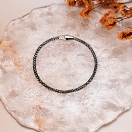 Tuscany Silver Black Rhodium Plated 3mm Magnetic Bracelet 19cm/7.5"