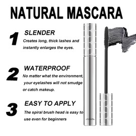 Black Mascara for Older Women,Fiber Eyelash Mascara Waterproof Long Lasting Smudge-proof for Sensitive Eyes,Lash Sensational Volumizing and Thickening Mascaras with False Lash Effect(2PCS)