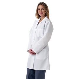 Medline MDT13WHT3E Ladies' Full Length Lab Coat, Large, White
