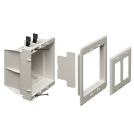 Arlington DVFR2W-1 Recessed Electrical Outlet Mounting Box with Paintable Wall Plate, 2-Gang, White