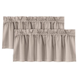 H.VERSAILTEX 100% Blackout Curtain Valances for Kitchen Windows/Bathroom/Living Room/Bedroom Thermal Insulated Rod Pocket Valances for Windows, 2 Pack, 52" x 18", Natural Sand