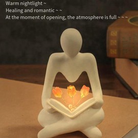 Rensimote Abstract Figure Tulip Night Light Sculpture Resin Statue Bookshelf Living Room Desk Coffee Table Bedside Easy to Use