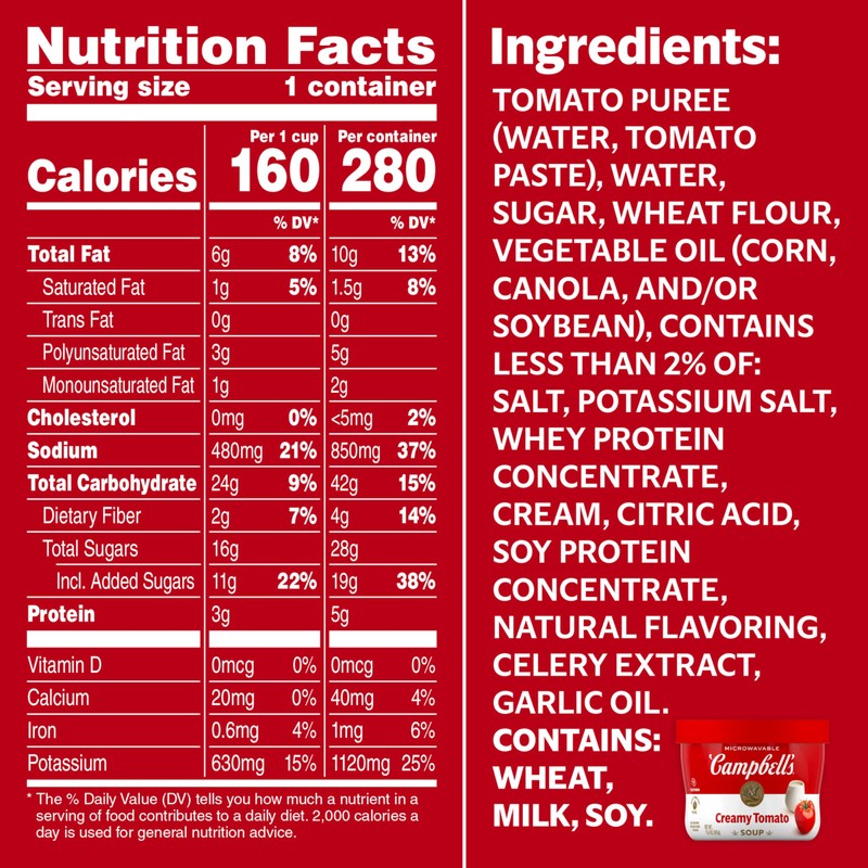 Campbell's Creamy Tomato Soup, 15.4 Oz Microwavable Bowl (Case of