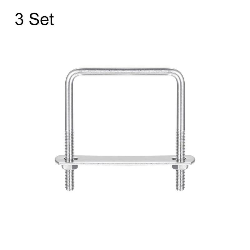 sourcing map Square U-Bolts, 3 Sets 67mm(2.64") Inner Width 80mm