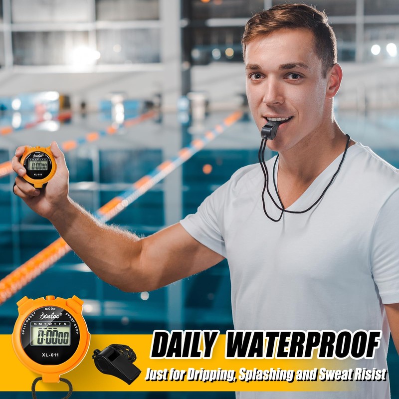 Simgoing 48 Pcs Digital Stopwatch Timer Plastic Whistle Bulk for