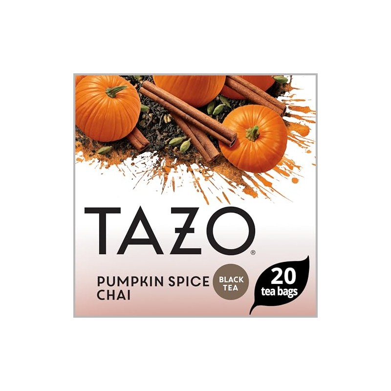 TAZO Pumpkin Spice Chai Black Tea Bags, Moderate Caffeinated Tea,